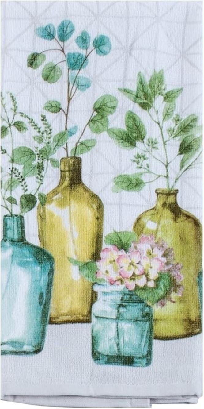 Kay Dee Designs Old World Bottles & Greenery Cotton Terry Kitchen Towel NEW
